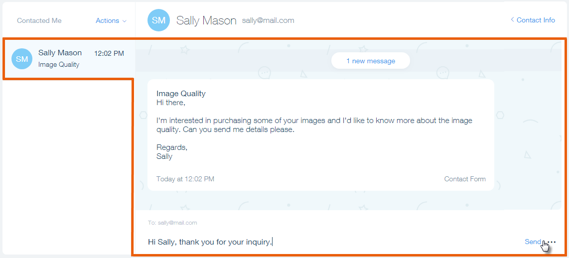 viewing and responding to contact form submissions using wix inbox wix contact form