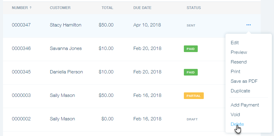 deleting an invoice in wix invoices help center wix com