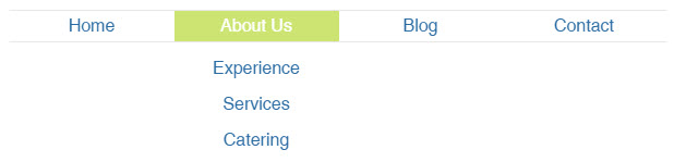 Screenshot of horizontal navigation bar with drop down menu.