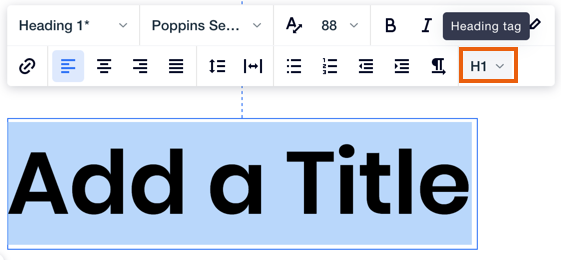 Une capture d'écran de la modification d'une balise d'en-tête dans l'Editor X