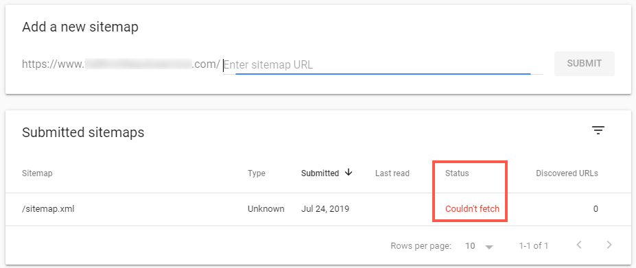 Google search console sitemap