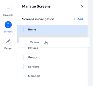 An example showing how to reorder screens by dragging and dropping.