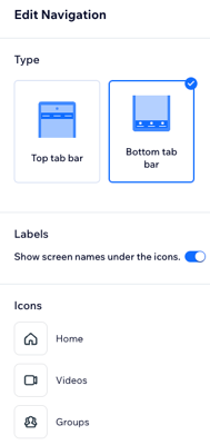 Un exemple où les utilisateurs peuvent modifier l'emplacement du menu de navigation