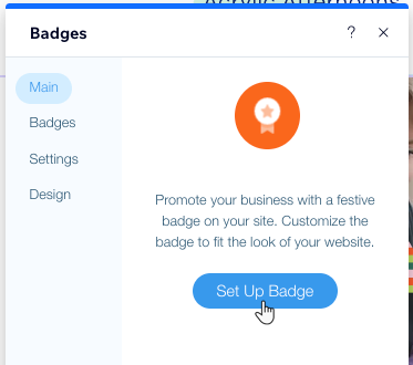 A screenshot showing users how to set up their badge