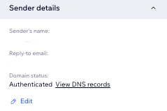 Screenshot of the sender details section in the send an email action panel.