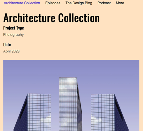 A screenshot of project page added to a live site's menu.