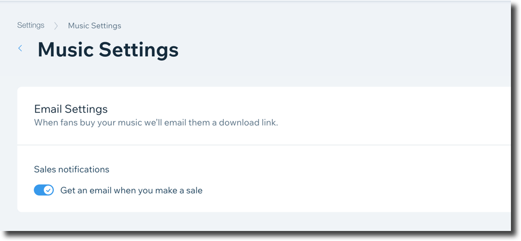 Wix Music Setting Up Sales Notifications Help Center Wix Com