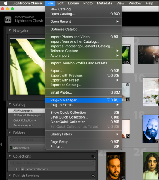 lightroom classic menu,