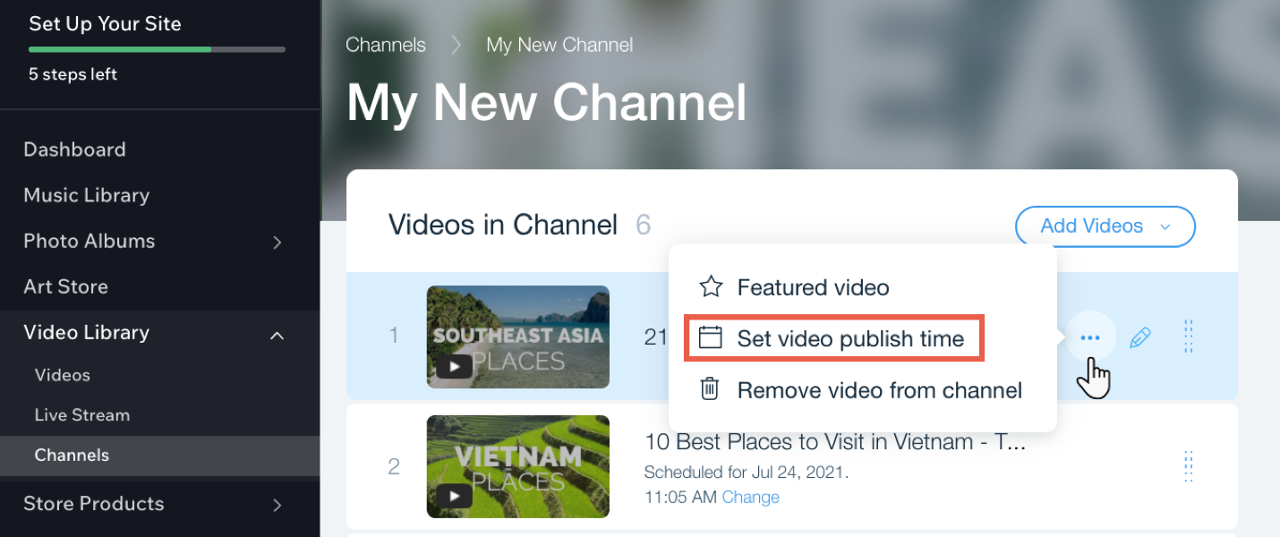 Wix Video: Scheduling A Publish Time for Videos | Help Center | Wix.com