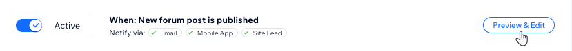 An image showing the Preview & Edit button in the notifications section of the dashboard.