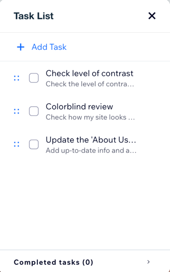 A screenshot showing the Task List UI