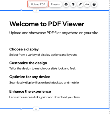 「PDF をアップロード」のオプションが表示されている様子を示したスクリーンショット。