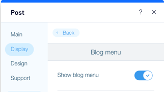 Capture d'écran montrant le curseur du menu du blog.