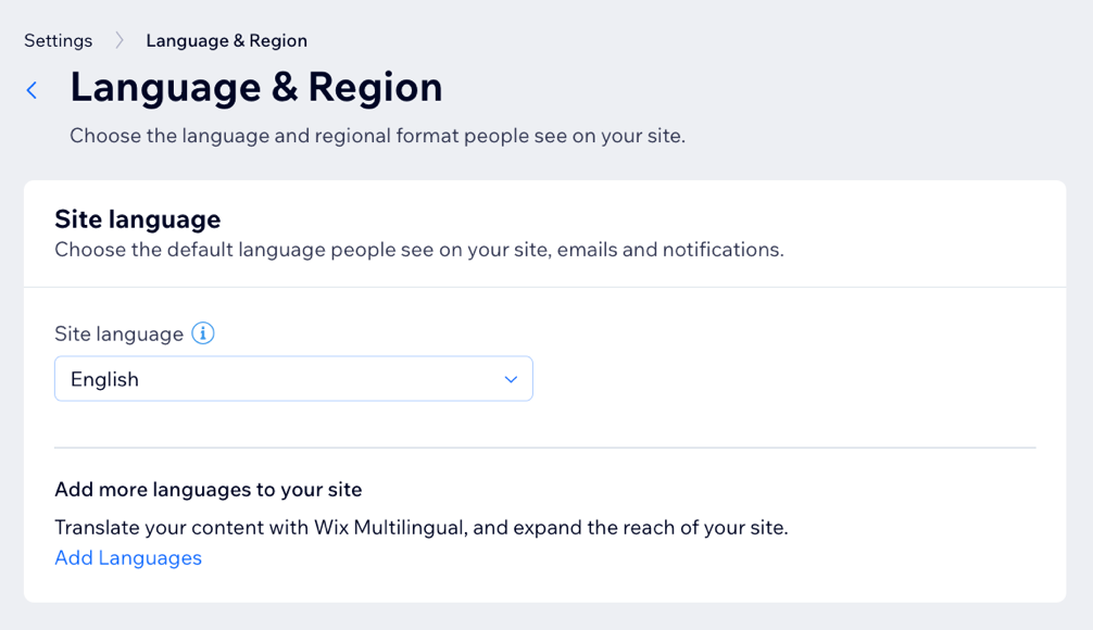 a screenshot showing the option to change your site language.