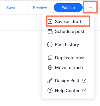 A screenshot showing the option to save your post as a draft.