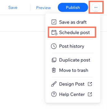 A screenshot showing the option to schedule your post.