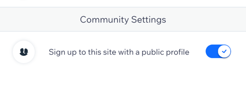 A screenshot showing the option to allow site visitors to sign up with a public profile in your members area.