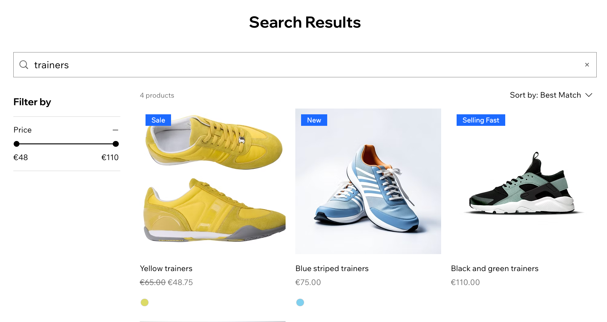 A screenshot showing the search results page.