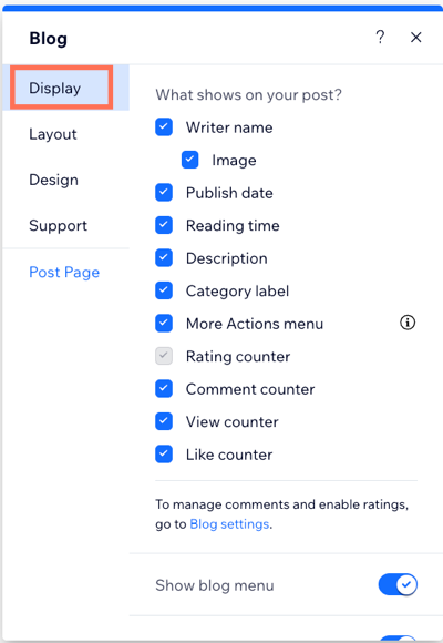 A screenshot showing the option to customize the display settings.