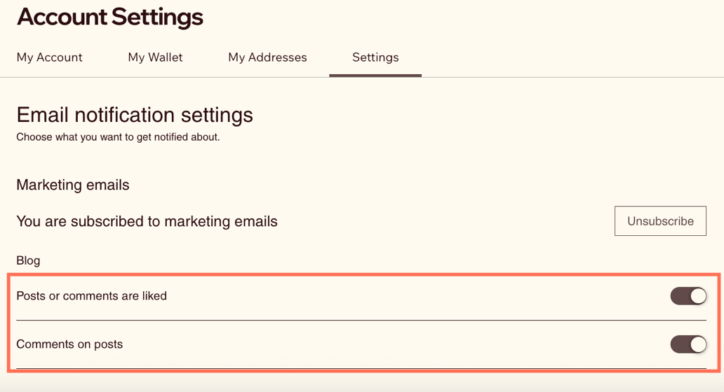 A screenshot showing the option to enable or disable notifications for your posts.