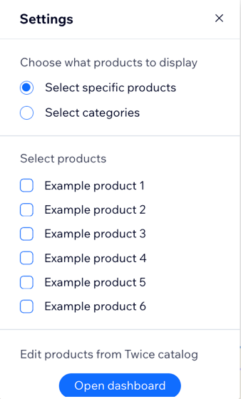 Captura de pantalla que muestra la opción para personalizar lo que se muestra en la galería de productos.