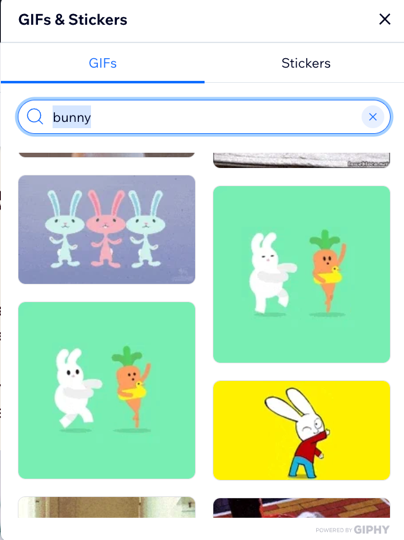 A screenshot showing the option to upload a gif or sticker.