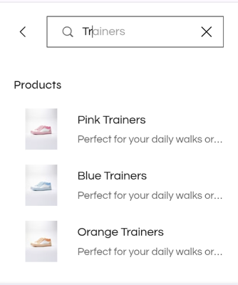 A screenshot showing search on mobile.