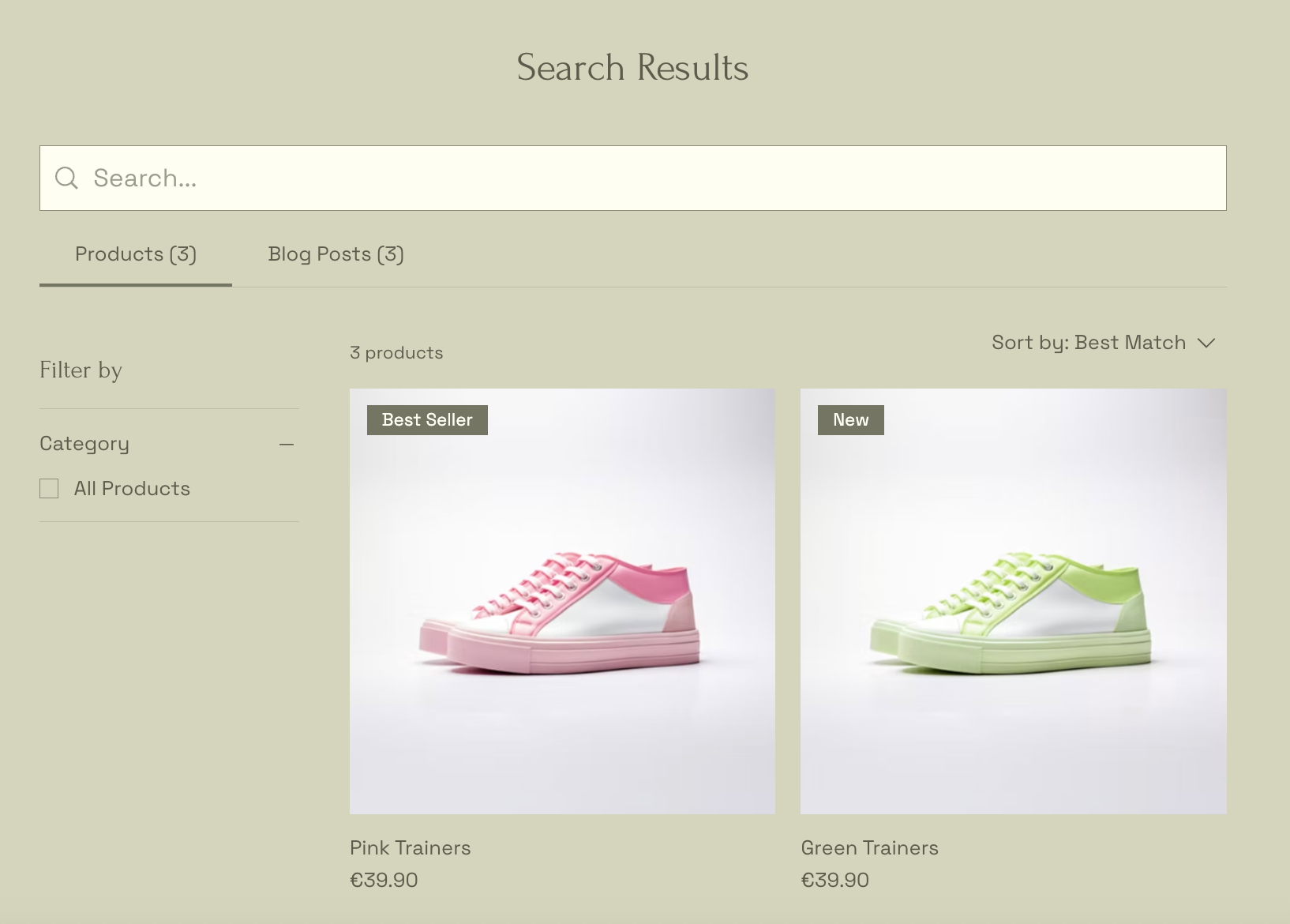 A screenshot showing the search results page.