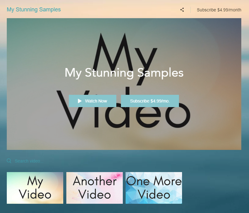 A screenshot showing an example video channel on a site.