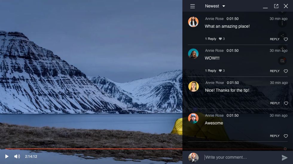 The comments section of a video on a live site.