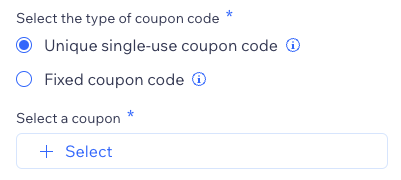 Screenshot of the add a coupon action panel.