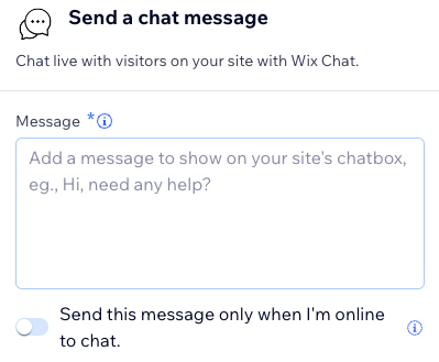 Screenshot of the send a chat message action panel.