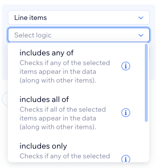 A screenshot of the available array operators.