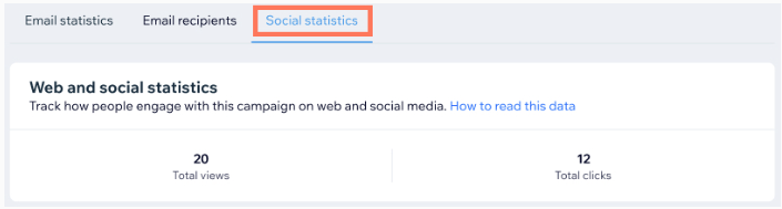 Screenshot of social statistics tab.