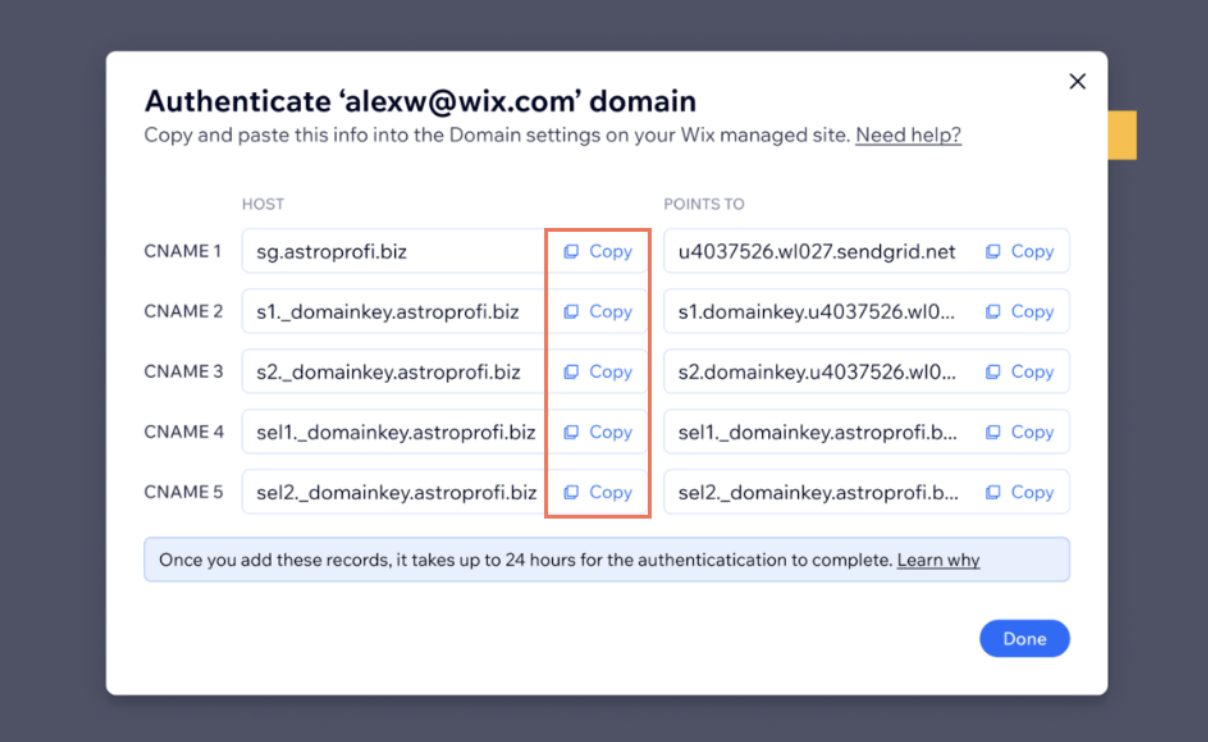 Uma captura de tela dos registros DNS.