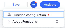 A screenshot of the function configuration dropdown in the function builder.