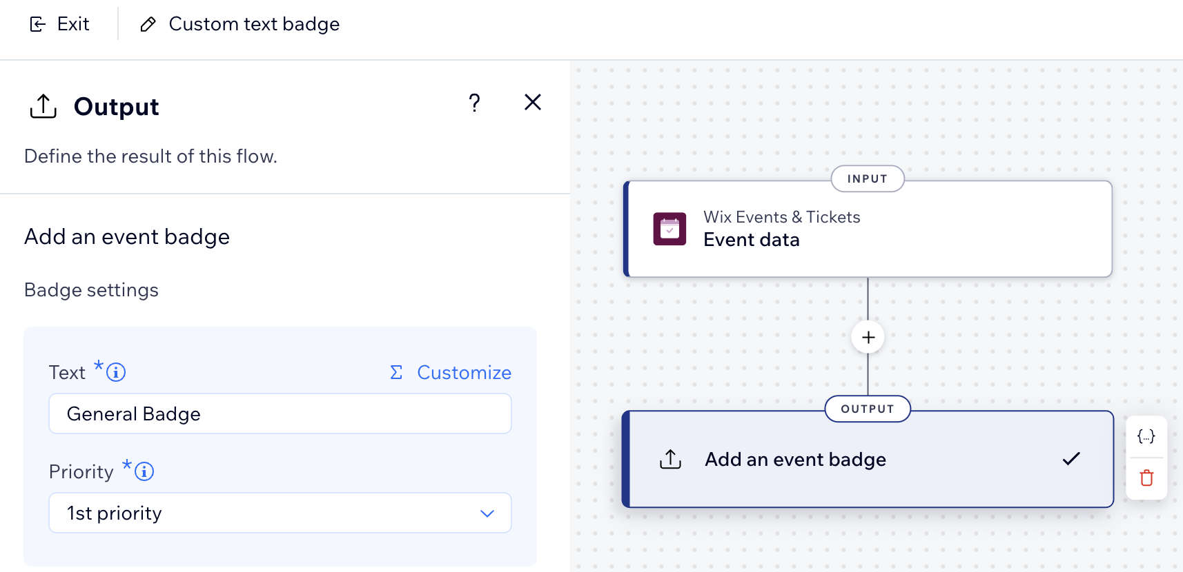 Screenshot of the output configuration set up.
