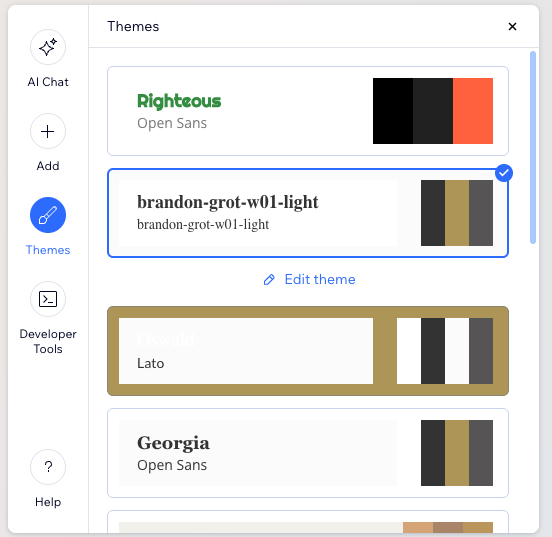 Screenshot of the customize design panel within the email marketing composer.