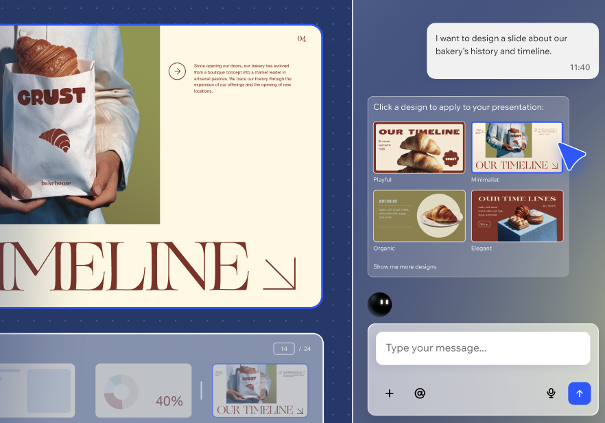 A marketing screenshot of choosing a slide design in Wix Slides.