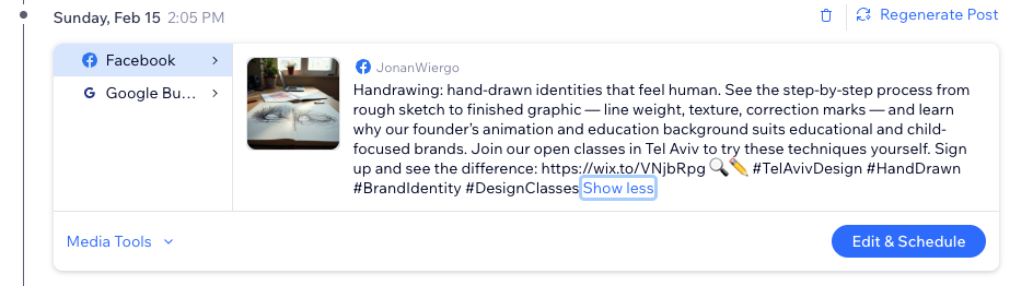 Screenshot of an example of a suggested post.