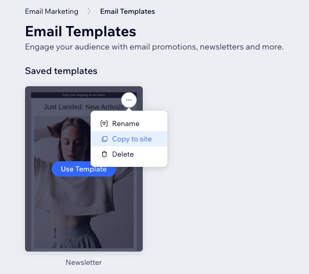 저장된 템플릿 섹션의 추가 작업 패널을 보여주는 스크린샷