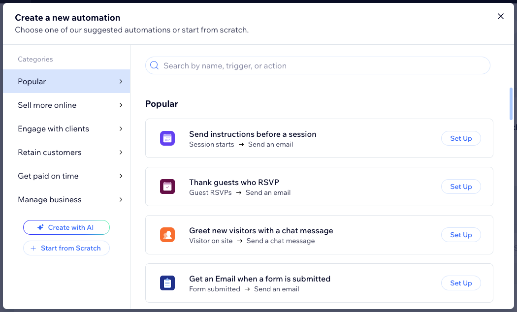 A screenshot of the Create a New Automation screen.