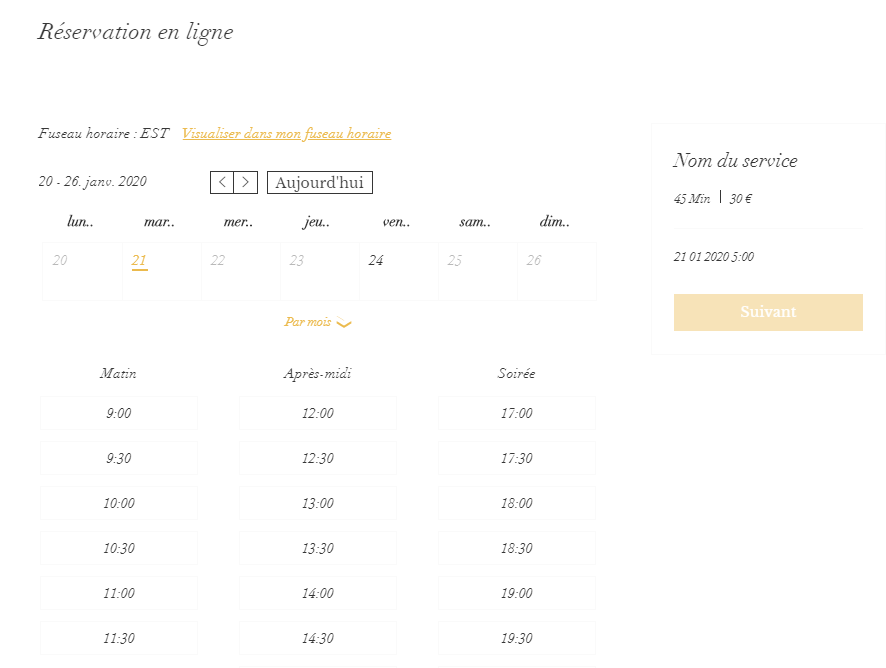 Wix Bookings : Personnaliser les pages de l'agenda de réservation