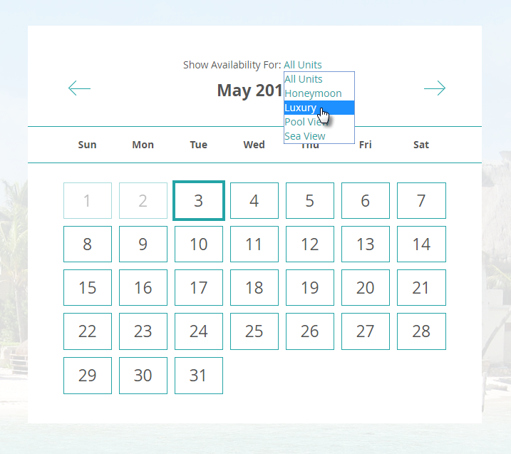 Request Setting the Hotel Availability Calendar to Show a Specific