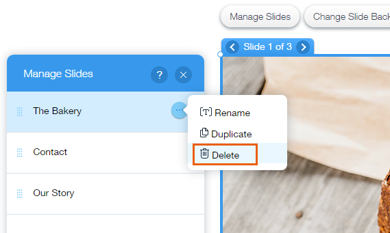 deleting a slide from