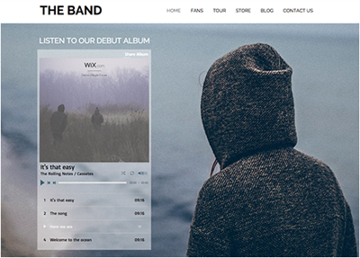 Wix ミュージックプレーヤーのサンプル画像