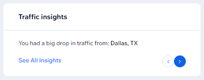 screenshot of traffic insight showing decrease in traffic from dallas area as example.