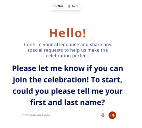 screenshot of standalone form displaying ai chat feature.