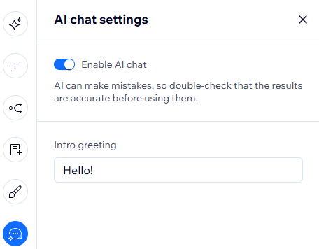ai chat settings in standalone form builder.