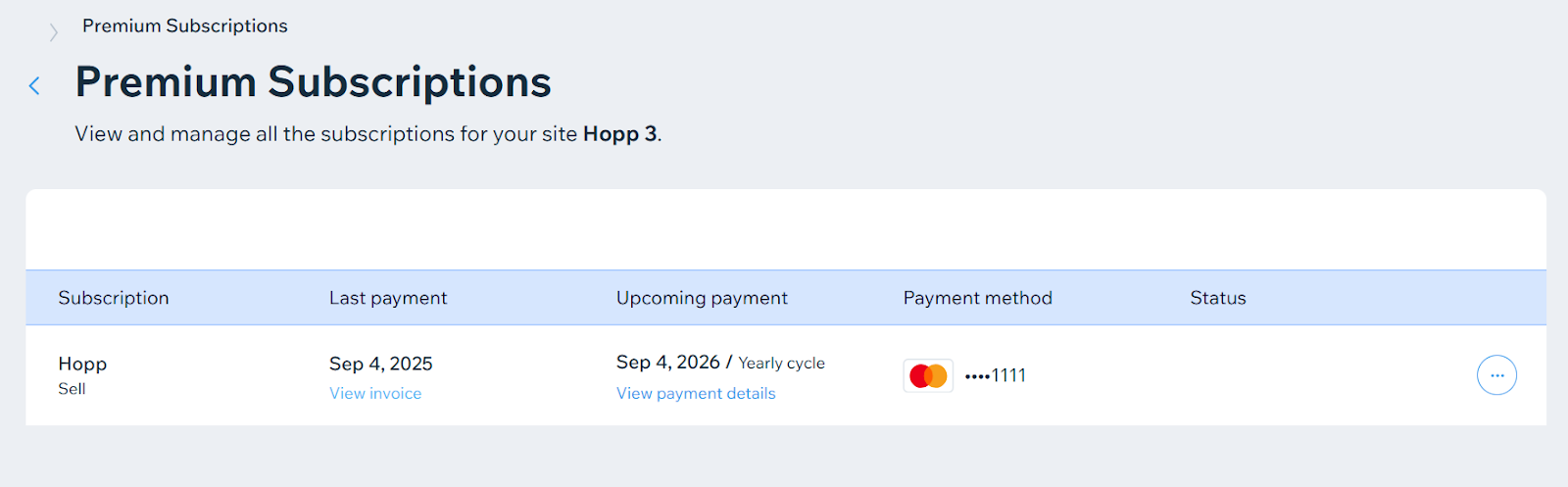 screenshot of premium subscriptions.